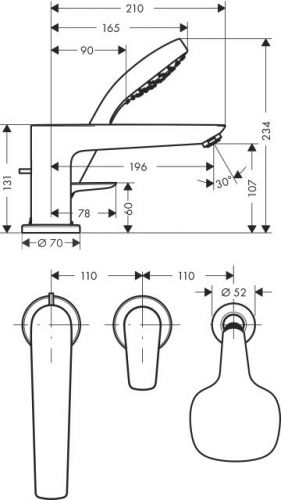 Смеситель для ванны Hansgrohe Talis E 71731000 (цвет хром)