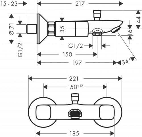 Смеситель для ванны Hansgrohe Logis 71243000 (цвет хром)