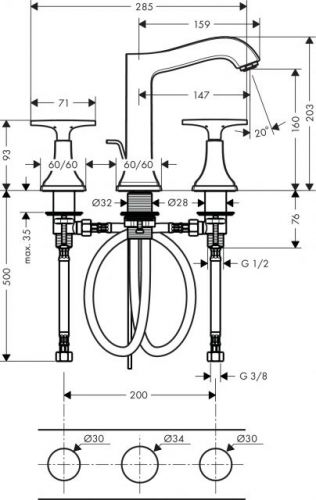 Смеситель для раковины Hansgrohe Metropol Classic 31307000 (цвет хром)
