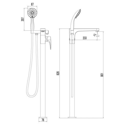 Смеситель Lemark Shift LM4344C для ванны, напольный (цвет хром)