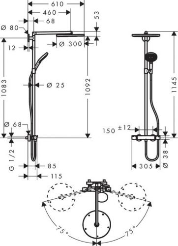 Душевая система Hansgrohe Raindance Select Showerpipe 300 27114000 (хром)