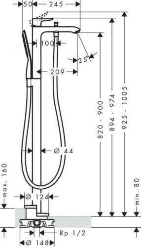 Смеситель напольный для ванны Hansgrohe Metris 31471000 (цвет хром)