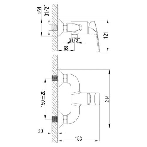 Смеситель Lemark Plus Shape LM1703C для душа (цвет хром)