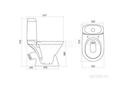 Унитаз-компакт Santek Римини с диагональным выпуском 1WH501523