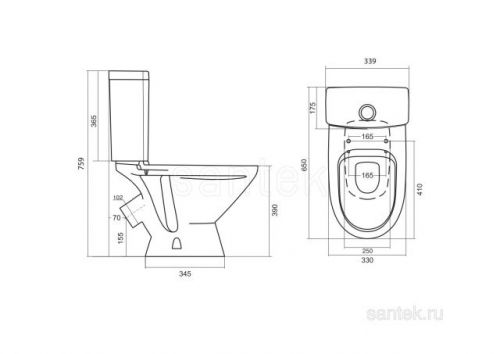 Унитаз-компакт Santek Лига с диагональным выпуском 1WH302141