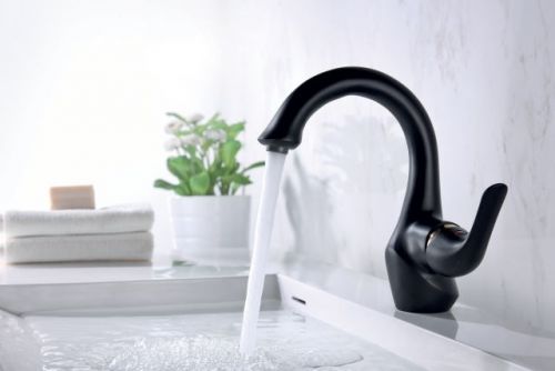 Смеситель Lemark Swan LM5406BG для раковины (цвет черный/золото)